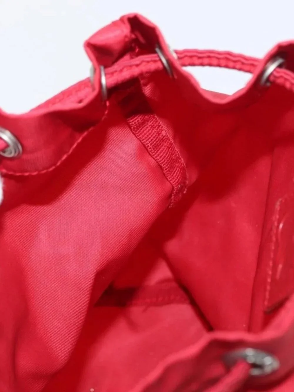 PRADA Drawstring Pouch Nylon Red Auth ka2042
